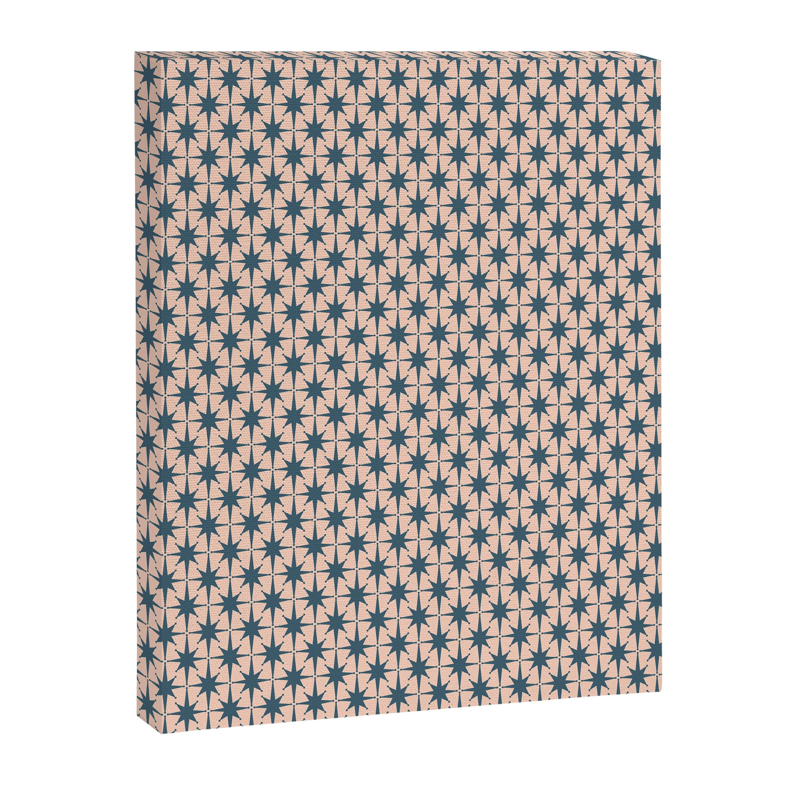 Mid Century Modern Atomic Stars Pattern in Steel Teal Blue and Pale Blush Pink Canvas Print Gallery Image 6