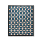 Mid Century Modern Atomic Stars Pattern in Steel Teal Blue and Pale Blush Pink Framed Canvas Print Gallery Image 6