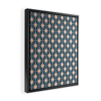 Mid Century Modern Atomic Stars Pattern in Steel Teal Blue and Pale Blush Pink Framed Canvas Print Gallery Image 2
