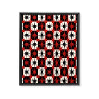 Mid Century Modern Atomic Stars Retro Checkered Starburst Pattern Black Cream Red Framed Canvas Print Gallery Image 6