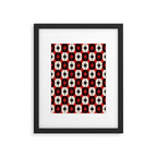 Mid Century Modern Atomic Stars Retro Checkered Starburst Pattern Black Cream Red Framed Art Print Gallery Image 5