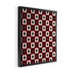 Mid Century Modern Atomic Stars Retro Checkered Starburst Pattern in Black Cream Red Framed Canvas Print Gallery Image 2