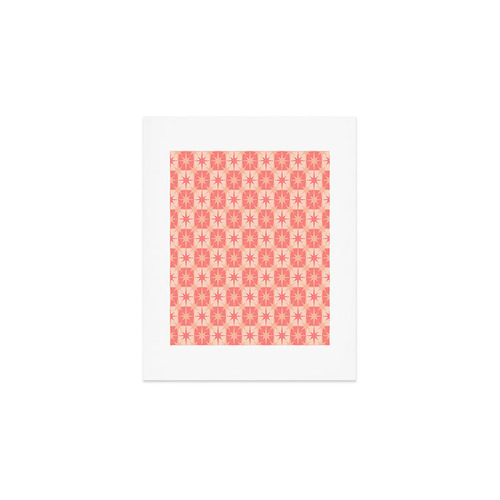 Mid Century Modern Atomic Stars Retro Checkered Starburst Pattern in Blush Pink Art Print Gallery Image 1