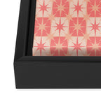 Mid Century Modern Atomic Stars Retro Checkered Starburst Pattern in Blush Pink Framed Canvas Print Gallery Image 3