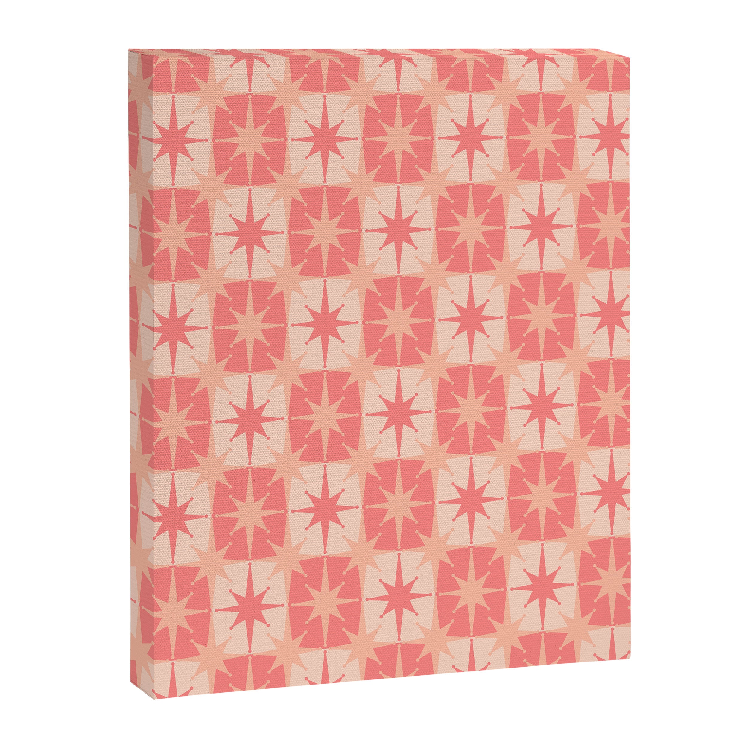 Mid Century Modern Atomic Stars Retro Checkered Starburst Pattern in Blush Pink Tones Canvas Print Gallery Image 6