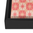 Mid Century Modern Atomic Stars Retro Checkered Starburst Pattern in Blush Pink Tones Framed Canvas Print Gallery Image 3