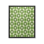 Mid Century Modern Atomic Stars Retro Checkered Starburst Pattern in Sage Olive Green Framed Canvas Print Gallery Image 6