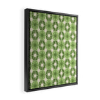Mid Century Modern Atomic Stars Retro Checkered Starburst Pattern in Sage Olive Green Framed Canvas Print Gallery Image 2