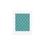 Mid Century Modern Atomic Stars Retro Checkered Starburst Pattern in Teal Blue and Cream Art Print Gallery Image 1