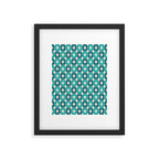 Mid Century Modern Atomic Stars Retro Checkered Starburst Pattern in Teal Blue and Cream Framed Art Print Gallery Image 5