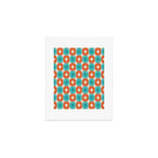 Mid Century Modern Atomic Stars Retro Checkered Starburst Pattern in Teal Turquoise Orange Art Print Gallery Image 1