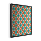 Mid Century Modern Atomic Stars Retro Checkered Starburst Pattern in Teal Turquoise Orange Framed Canvas Print Gallery Image 2