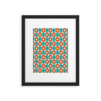 Mid Century Modern Atomic Stars Retro Checkered Starburst Pattern in Teal Turquoise Orange Framed Art Print Gallery Image 5