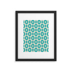 Mid Century Modern Atomic Stars Retro Checkered Starburst Pattern in Turquoise Aqua Teal Framed Art Print Gallery Image 5