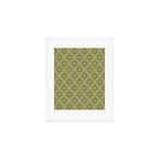 Mid Century Modern Atomic Stars Retro Checkered Starburst Pattern in Vintage Olive Green Tones Art Print Gallery Image 1