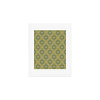 Mid Century Modern Atomic Stars Retro Checkered Starburst Pattern in Vintage Olive Green Tones Art Print Gallery Image 1