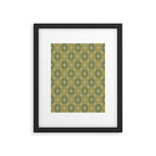 Mid Century Modern Atomic Stars Retro Checkered Starburst Pattern in Vintage Olive Green Tones Framed Art Print Gallery Image 5