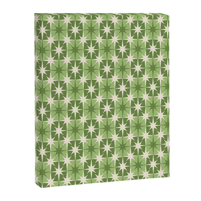 Mid Century Modern Atomic Stars Retro Checkered Starburst Pattern Sage Olive Green Canvas Print Gallery Image 1