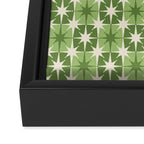 Mid Century Modern Atomic Stars Retro Checkered Starburst Pattern Sage Olive Green Framed Canvas Print Gallery Image 3