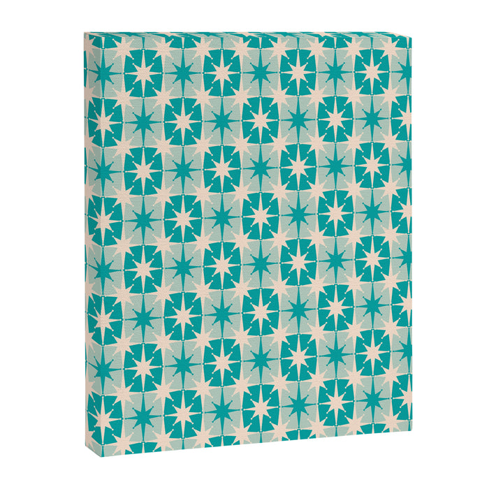 Mid Century Modern Atomic Stars Retro Checkered Starburst Pattern Turquoise Aqua Teal Canvas Print Gallery Image 1