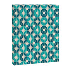 Mid Century Modern Atomic Stars Retro Checkered Starbursts Teal Blue and Cream Pattern Canvas Print Gallery Image 6