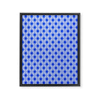 Mid Century Modern Atomic Stars Retro Starburst Pattern 2 in Royal Blue and Light Blue Framed Canvas Print Gallery Image 6
