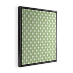Mid Century Modern Atomic Stars Retro Starburst Pattern in Light Sage Green and Cream Framed Canvas Print Gallery Image 2