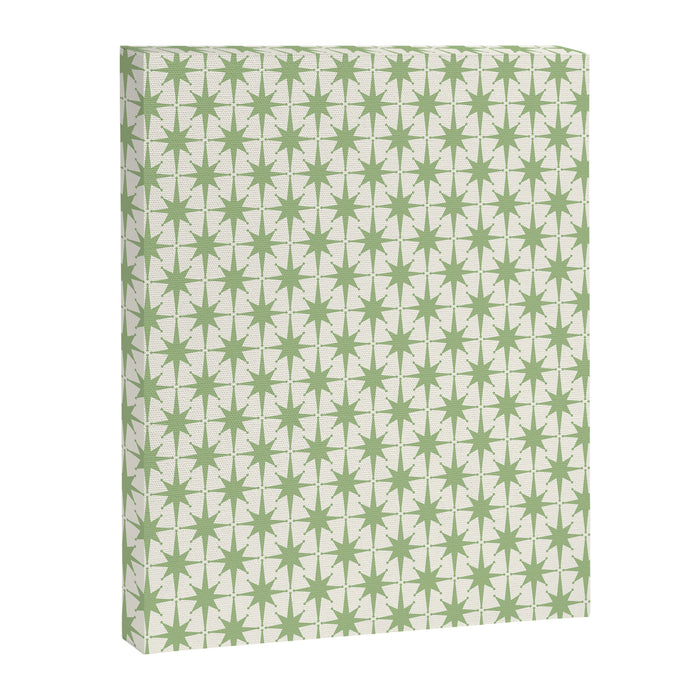 Mid Century Modern Atomic Stars Retro Starbursts Light Sage Green and Cream Pattern Canvas Print Gallery Image 1