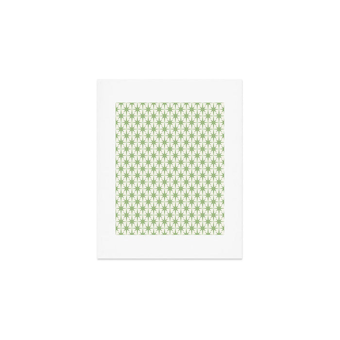 Mid Century Modern Atomic Stars Retro Starbursts Light Sage Green and Cream Pattern Art Print Gallery Image 1