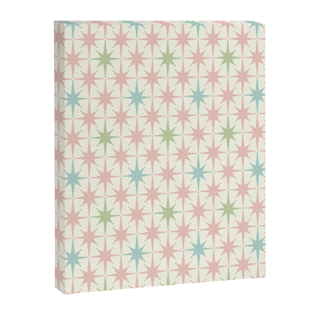 Mid Century Modern Atomic Stars Soft Pastel Retro Starburst Pattern Canvas Print Gallery Image 6