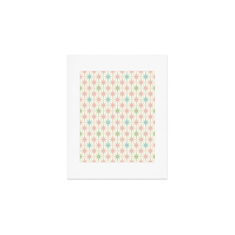 Mid Century Modern Atomic Stars Soft Pastel Retro Starburst Pattern Art Print Gallery Image 1