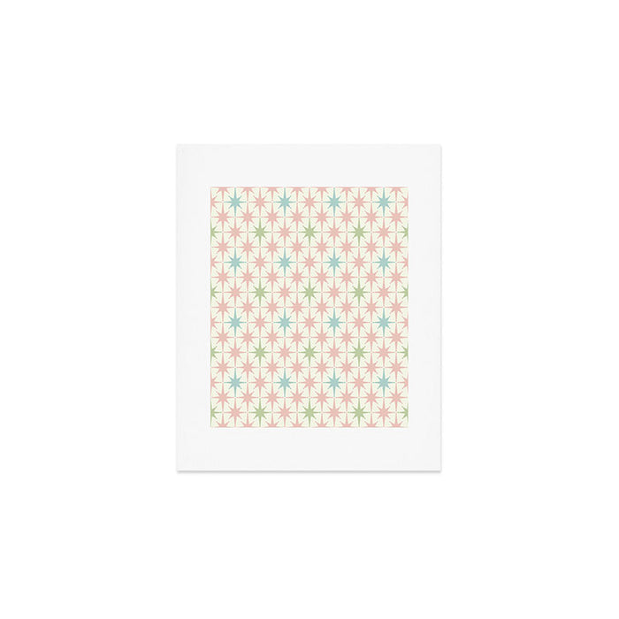 Mid Century Modern Atomic Stars Soft Pastel Retro Starburst Pattern Art Print Gallery Image 1