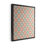 Mid Century Modern Atomic Stars Soft Pastel Teal Blush Retro Checkered Starburst Pattern Framed Canvas Print Gallery Image 2