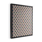 Mid Century Modern Atomic Stars Steel Teal Blue and Pale Blush Pink Pattern Framed Canvas Print Gallery Image 2