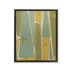 Mid Century Modern Atomic Vintage Retro Stained Glass and Stars Abstract Framed Canvas Print Gallery Image 8