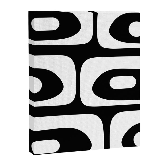 Mid Century Modern Black and White Piquet Abstract Pattern Canvas Print Gallery Image 1