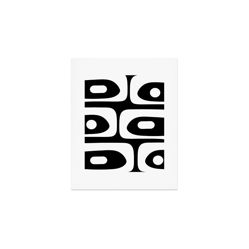 Mid Century Modern Black and White Piquet Abstract Pattern Art Print Gallery Image 1