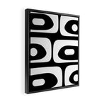 Mid Century Modern Black and White Piquet Abstract Pattern Framed Canvas Print Gallery Image 2