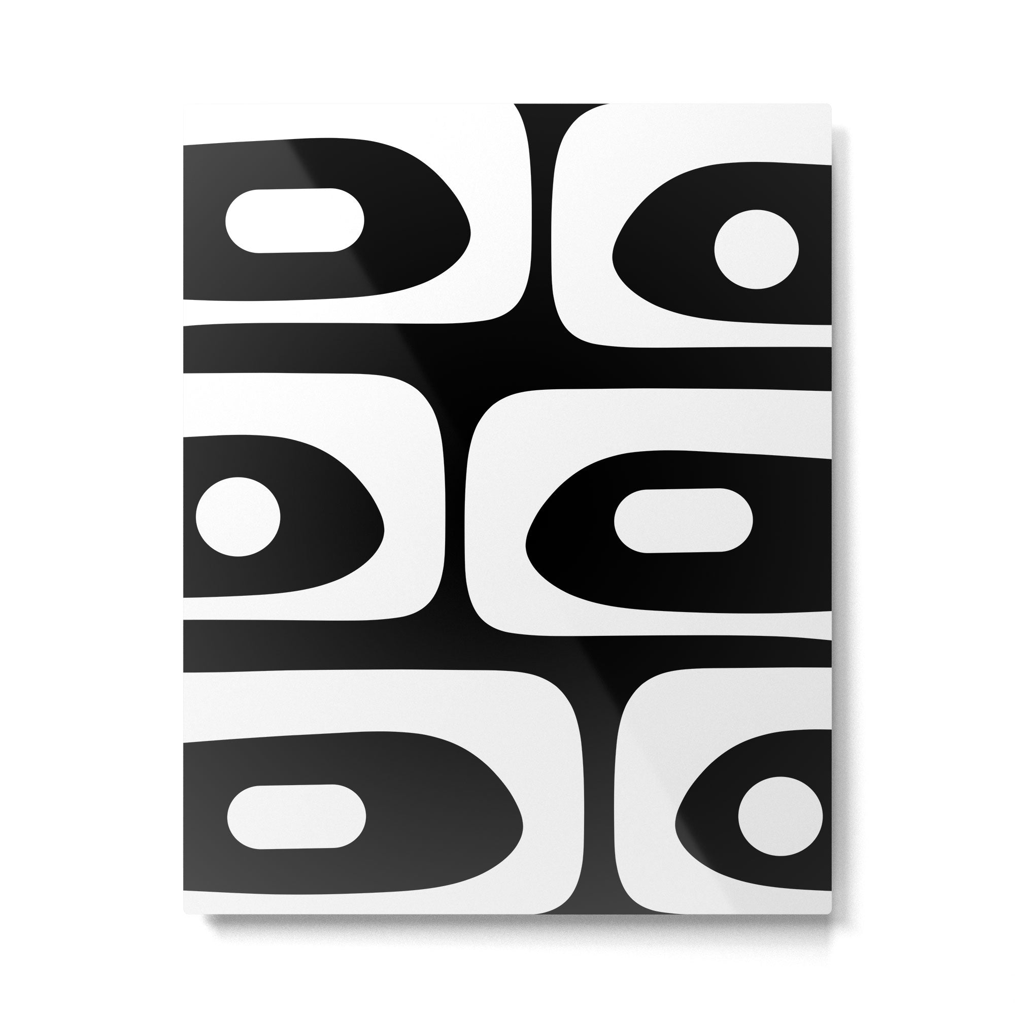 Mid Century Modern Black and White Piquet Abstract Pattern Metal Print Gallery Image 6