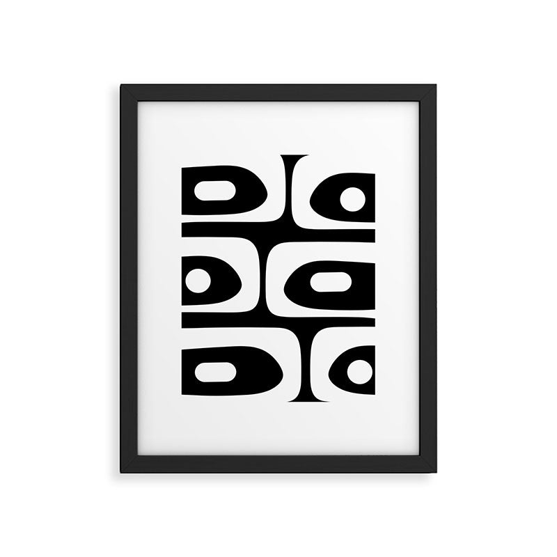 Mid Century Modern Black and White Piquet Abstract Pattern Framed Art Print Gallery Image 6
