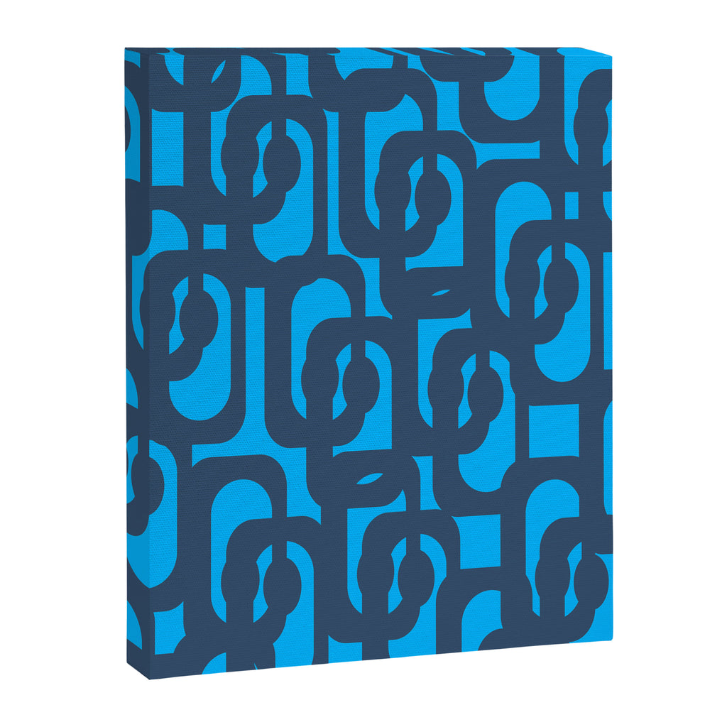 Mid Century Modern Blue Loop Abstract Pattern Canvas Print Gallery Image 8