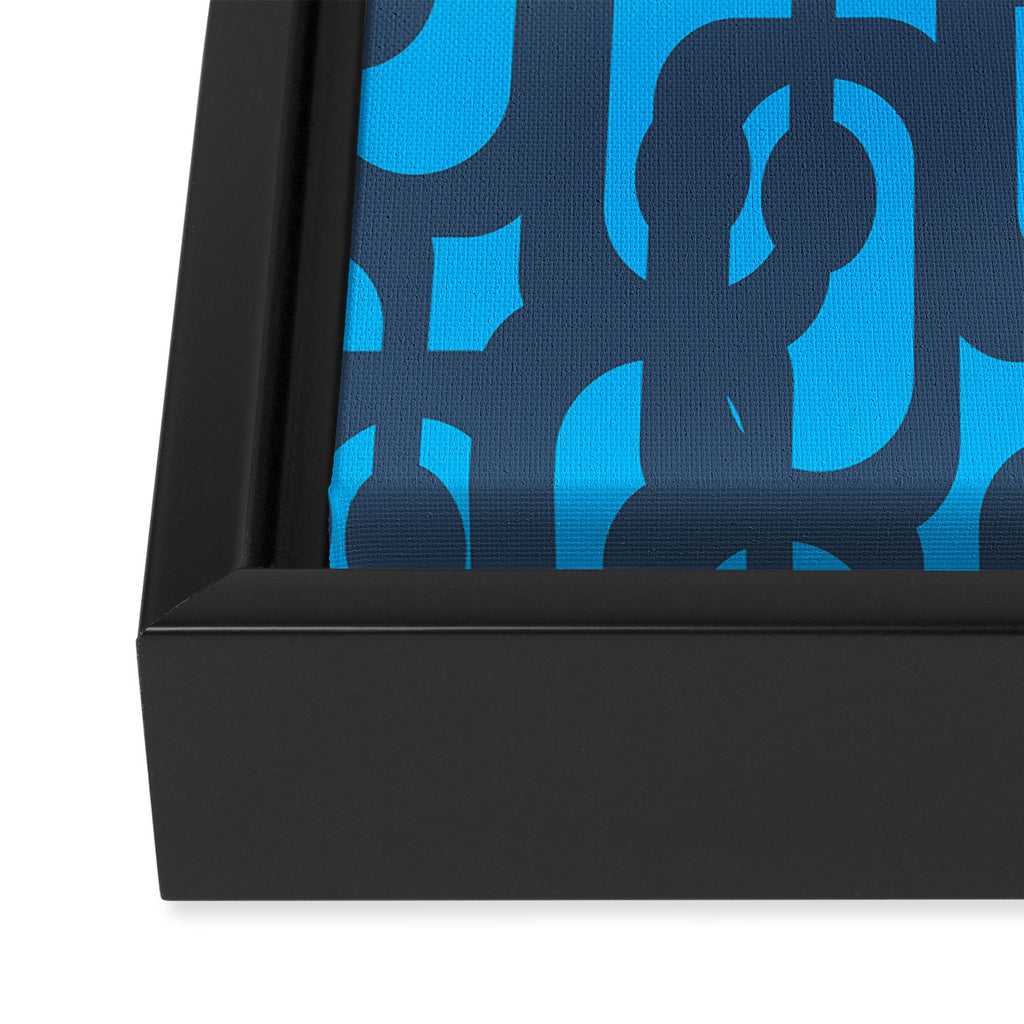 Mid Century Modern Blue Loop Abstract Pattern Framed Canvas Print Gallery Image 3