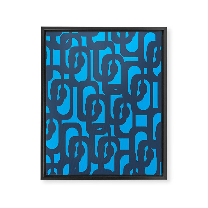 Mid Century Modern Blue Loop Abstract Pattern Framed Canvas Print Gallery Image 1