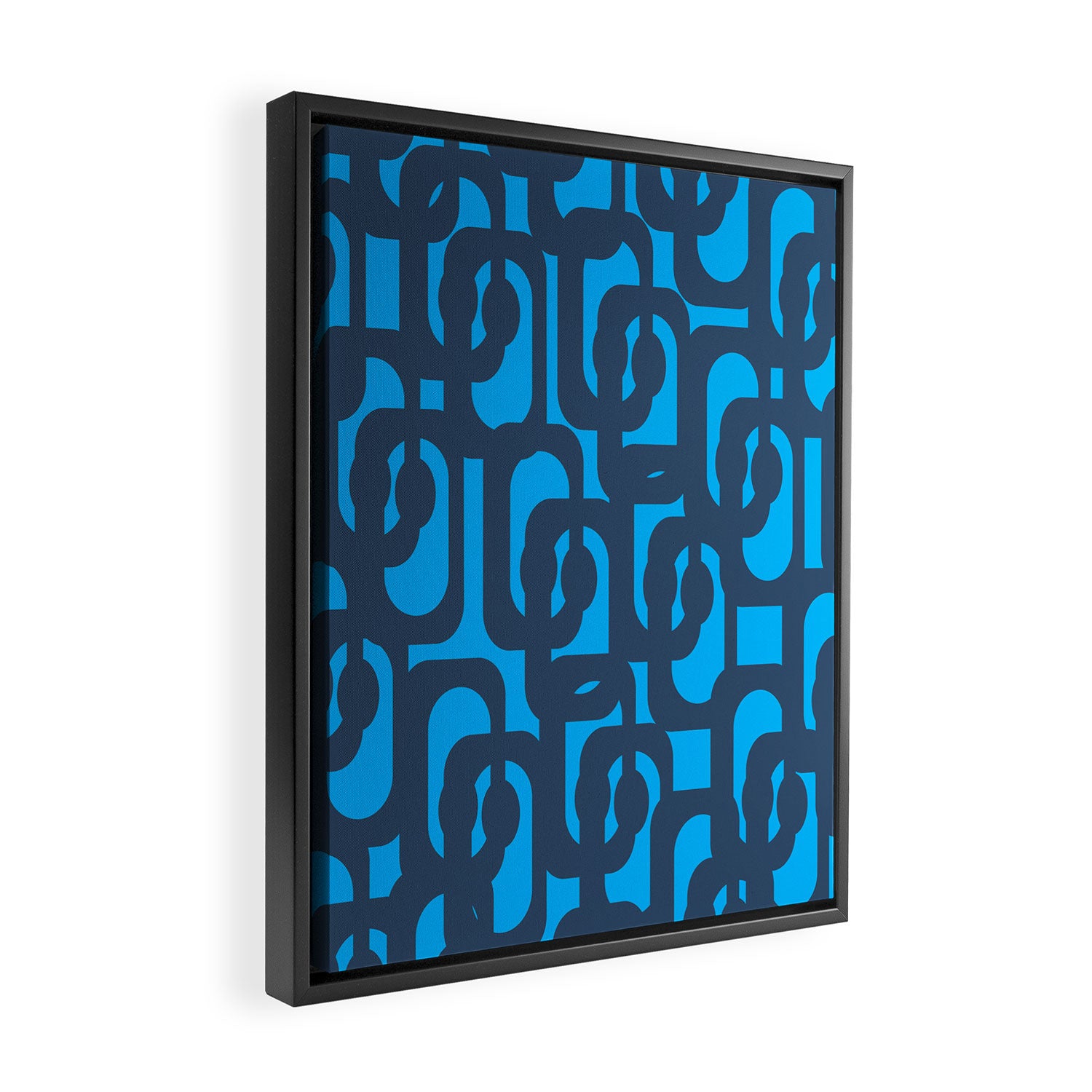 Mid Century Modern Blue Loop Abstract Pattern Framed Canvas Print Gallery Image 2