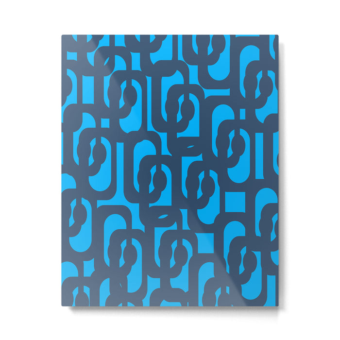 Mid Century Modern Blue Loop Abstract Pattern Metal Print Gallery Image 1