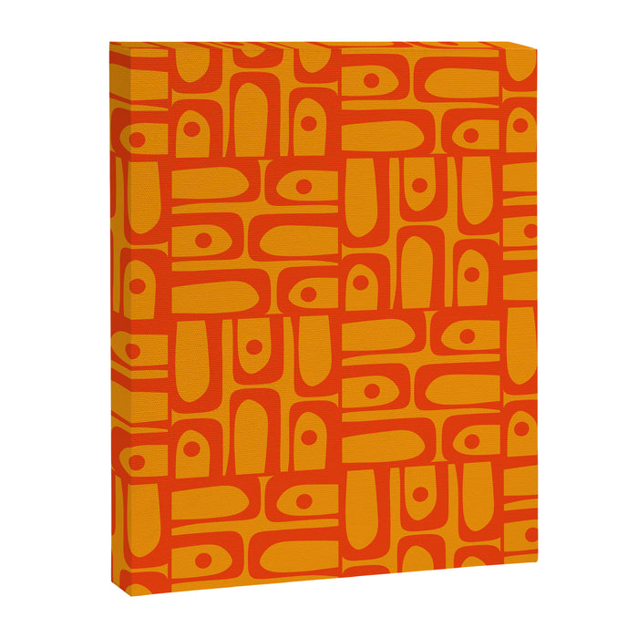 Mid Century Modern Bold Abstract Piquet Pattern in Orange Yellow Canvas Print Gallery Image 1