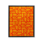 Mid Century Modern Bold Abstract Piquet Pattern in Orange Yellow Framed Canvas Print Gallery Image 8