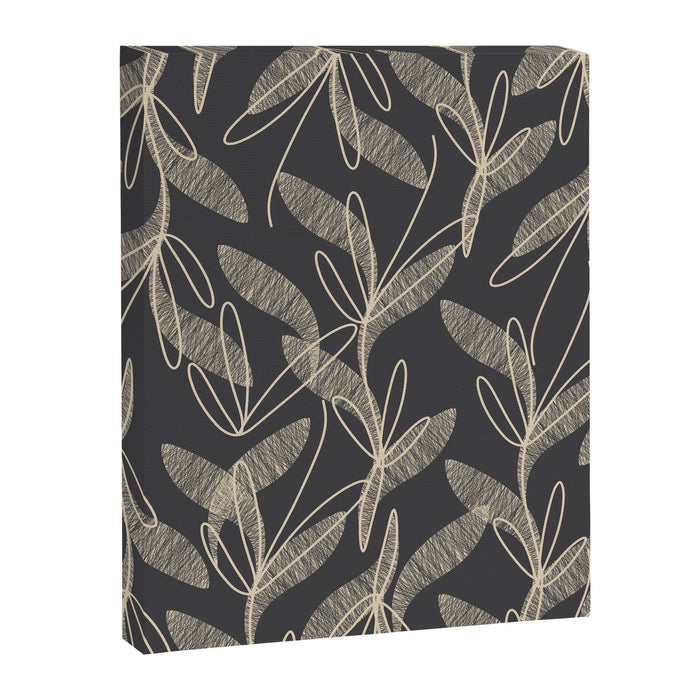 Mid Century Modern Botanical Pattern in Beige and Charcoal Gray Canvas Print Gallery Image 1
