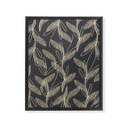 Mid Century Modern Botanical Pattern in Beige and Charcoal Gray Framed Canvas Print Gallery Image 8