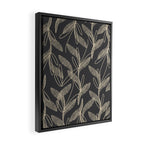 Mid Century Modern Botanical Pattern in Beige and Charcoal Gray Framed Canvas Print Gallery Image 2